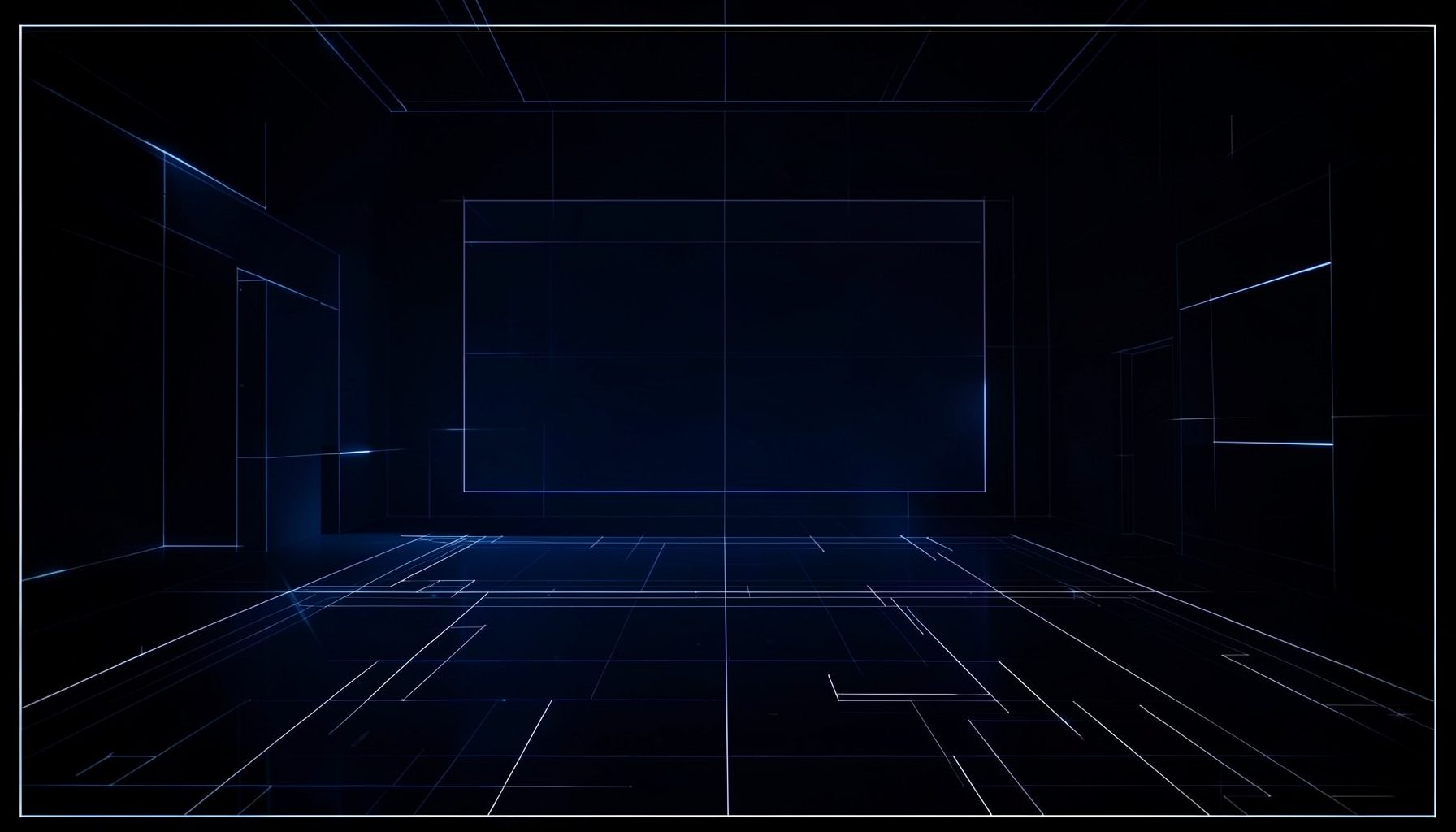 Dark atmospheric scene with deep blue and black tones, soft neon highlights, and a cinematic wide-angle composition suggesting an intimate, moody adult-entertainment ambiance.